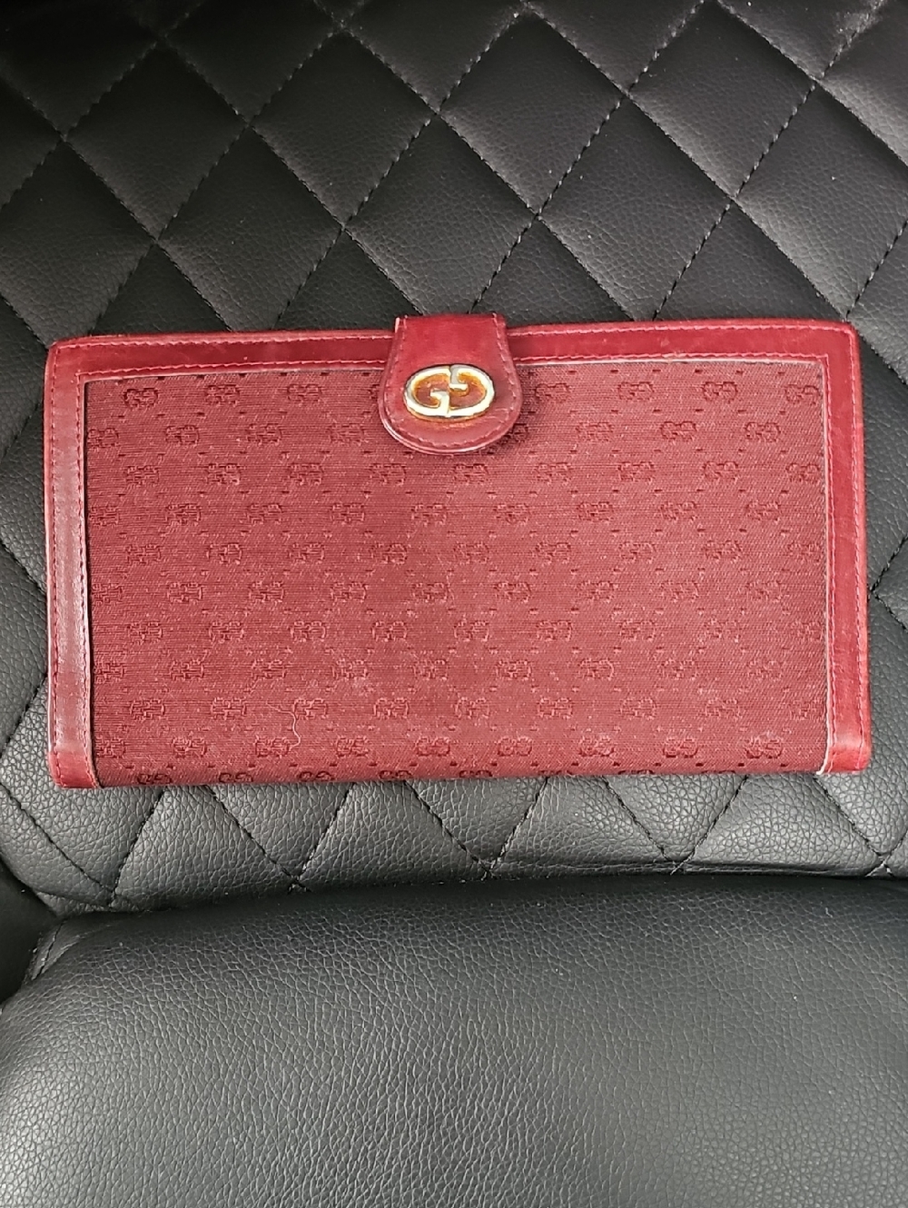 Gucci Burgundy Leather Trim Wallet